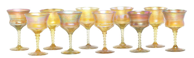 Appraisal: Exceptional L C Tiffany glasses set of ten beautiful favrile