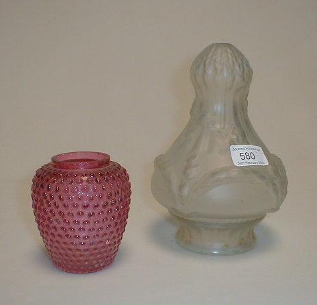 Appraisal: A dimpled cranberry glass night light and an opalescent glass