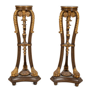 Appraisal: A Pair of Painted and Parcel Gilt Pedestals th Century