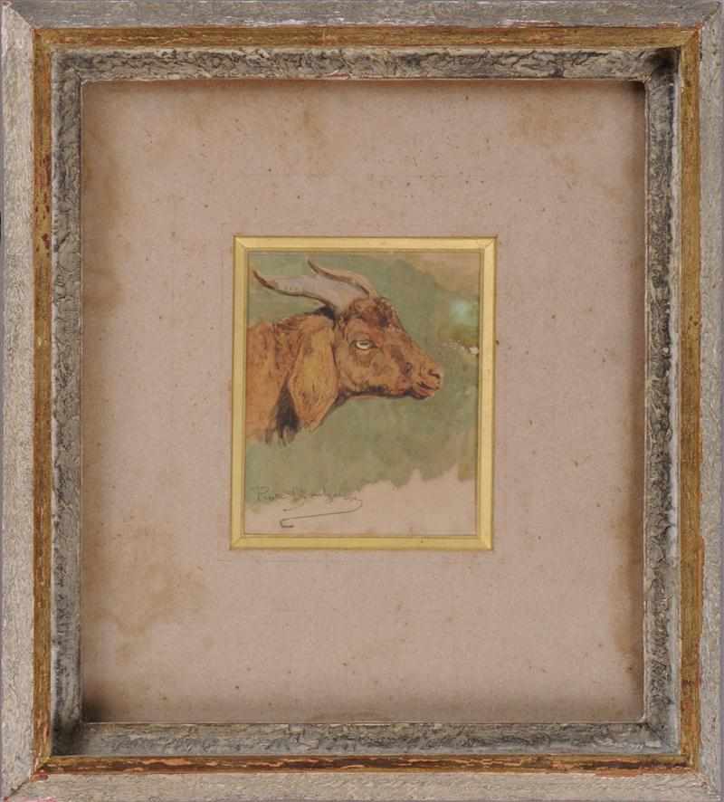 Appraisal: ROSA BONHEUR - RAM'S HEAD Watercolor on paper each stamped