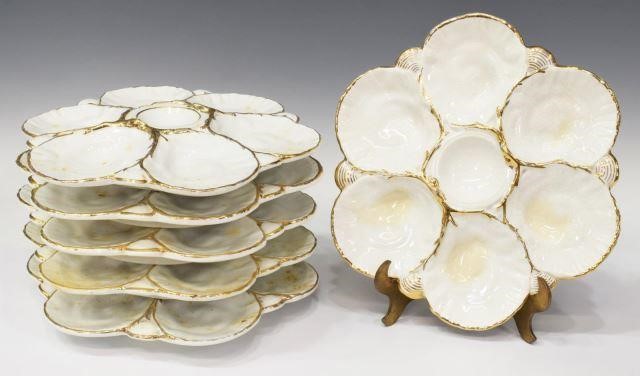 Appraisal: lot of Parcel gilt porcelain oyster plates early th c