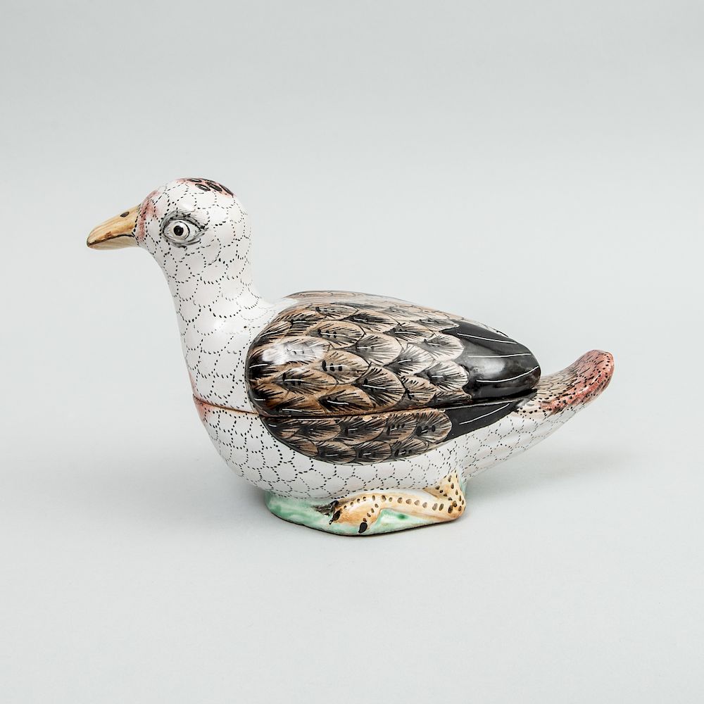 Appraisal: Proskau Faience Small Duck Tureen and Cover Marked with blue