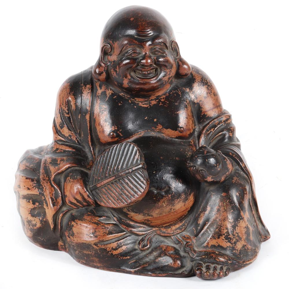 Appraisal: VINTAGE PATINATED EARTHENWARE CHINESE HO TAI LAUGHING BUDDHA STATUE EARLY