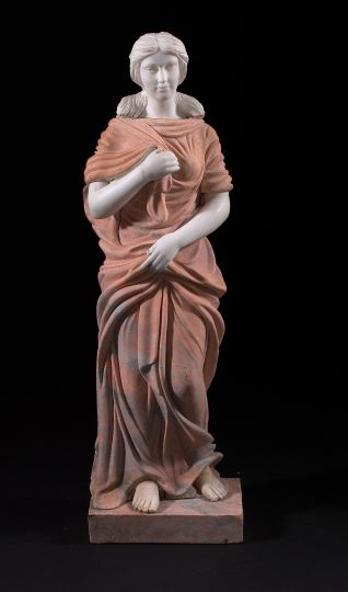 Appraisal: White Carrara and Pink Cipolin Carved Marble Sculpture depicting a