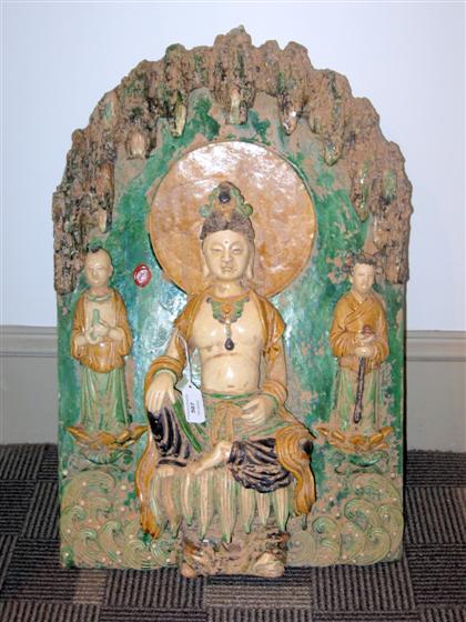 Appraisal: Large Chinese Ming style sancai glazed pottery bodhisattva model Single