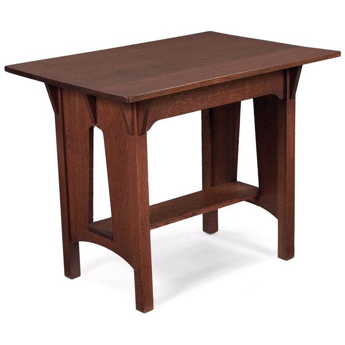 Appraisal: Limbert library table rectangular top over slab sides with cut-outs