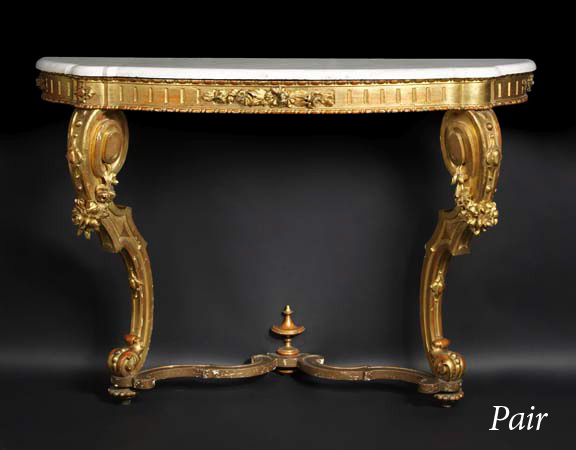 Appraisal: Attractive Pair of Transitional Louis XV into Louis XVI-Style Giltwood