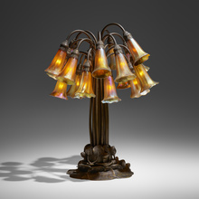 Appraisal: Tiffany Studios EIGHTEEN-LIGHT LILY TABLE LAMP USA c patinated bronze