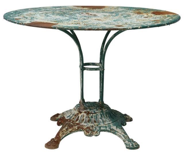 Appraisal: Green painted cast iron patio garden table early th c