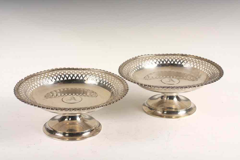 Appraisal: PAIR TIFFANY STERLING TAZZAS - Pair of Unusual Low Sterling