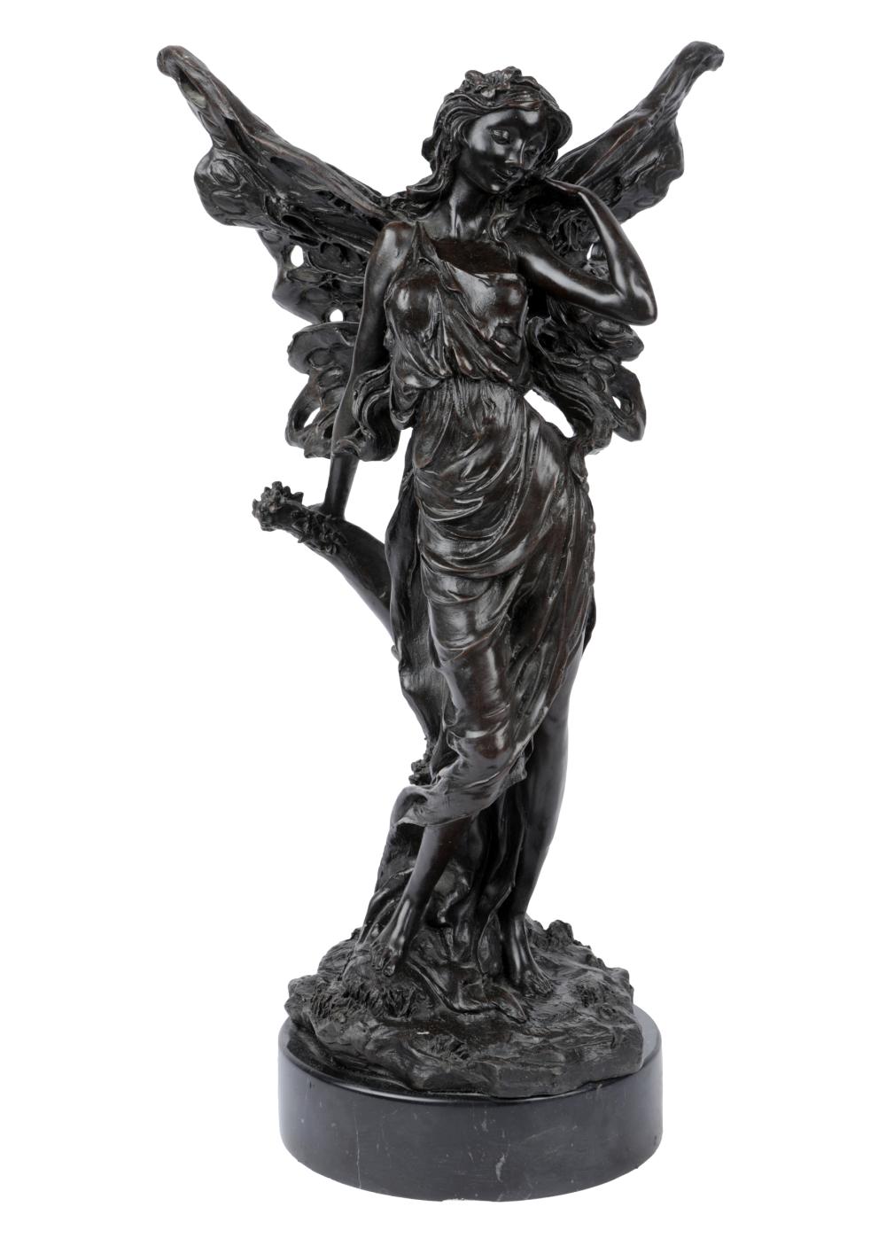 Appraisal: PATINATED BRONZE FIGURE OF A FAIRYmounted to a marble base