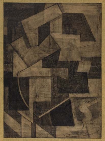 Appraisal: ROBERT BLACKBURN - Untitled Cubist Composition Pencil and graphite on