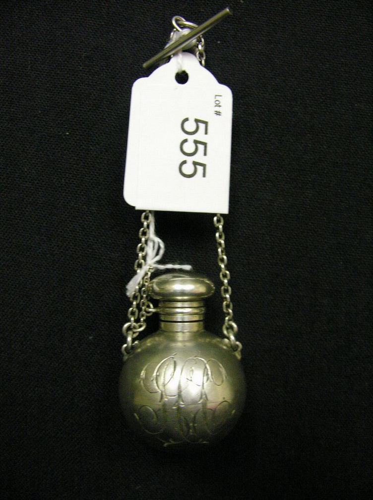 Appraisal: VICTORIAN STERLING PERFUME BOTTLE Size by diameter Size troy oz