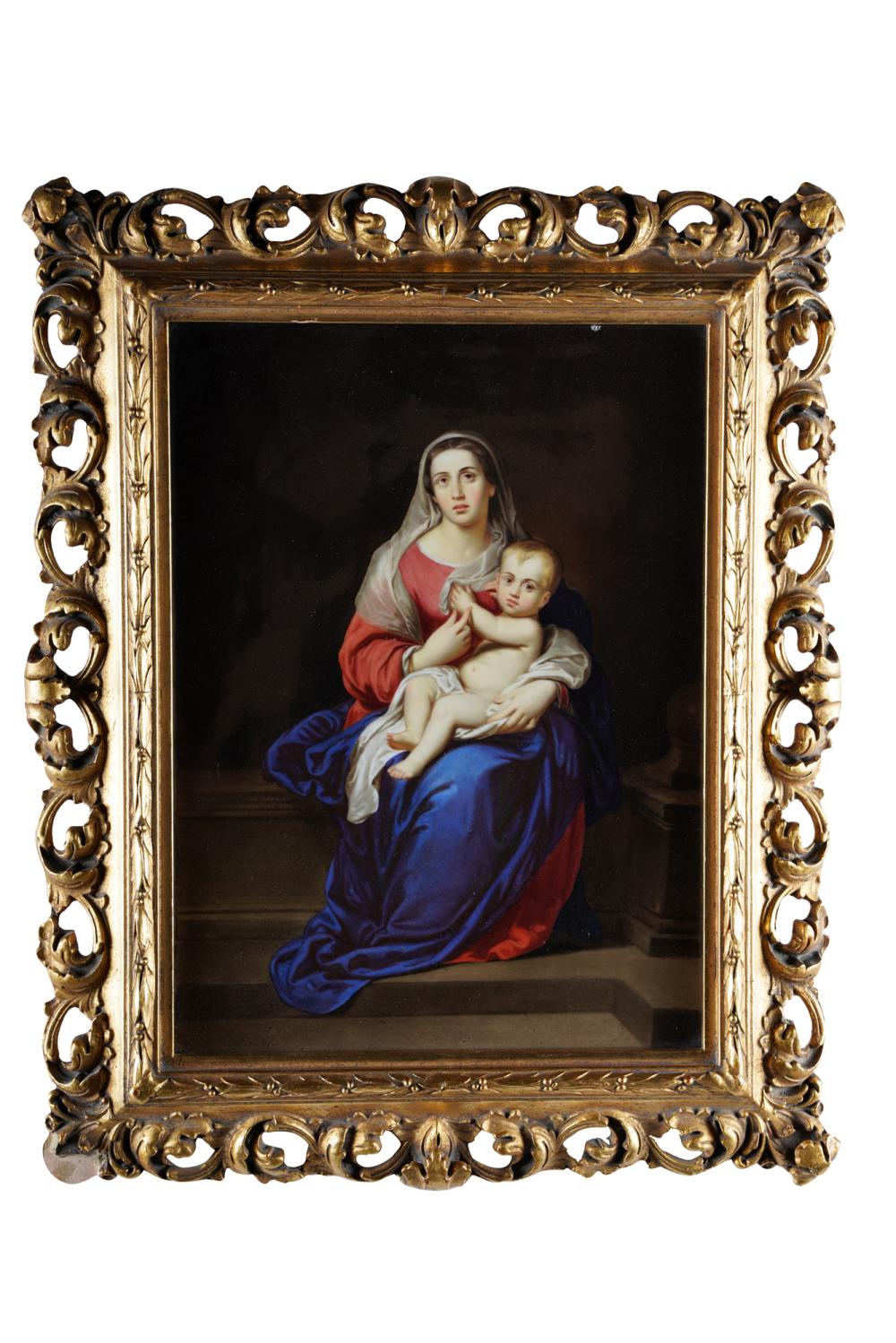 Appraisal: PLAQUE OF MADONNA CHILDporcelain x inches Condition