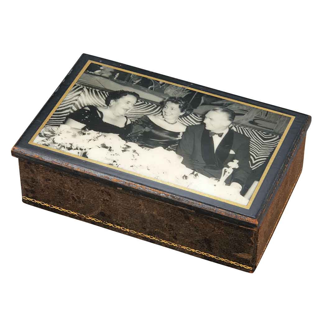 Appraisal: MAXWELL ELSA Photograph Inlaid Cigarette Box Depicting Douglas Fairbanks Jr