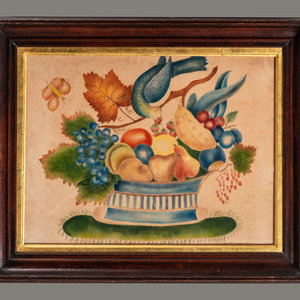 Appraisal: American School th Century Still Life with Butterfly Bird and