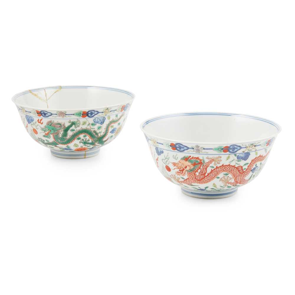 Appraisal: TWO WUCAI BOWLS DAOGUANG MARK AND POSSIBLY OF THE PERIOD