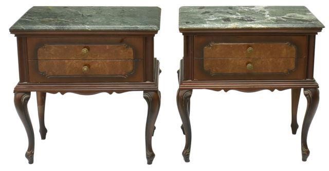 Appraisal: lot of Italian marble-top bedside cabinets mid th c in