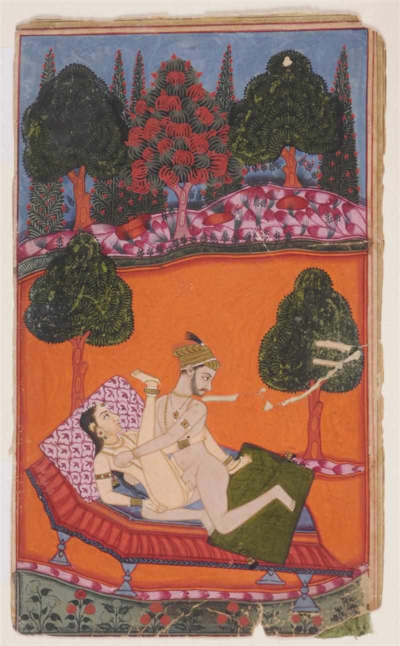 Appraisal: DECCAN EROTIC MINIATURE OF EMBRACING COUPLE AND TWO OTHER INDIAN