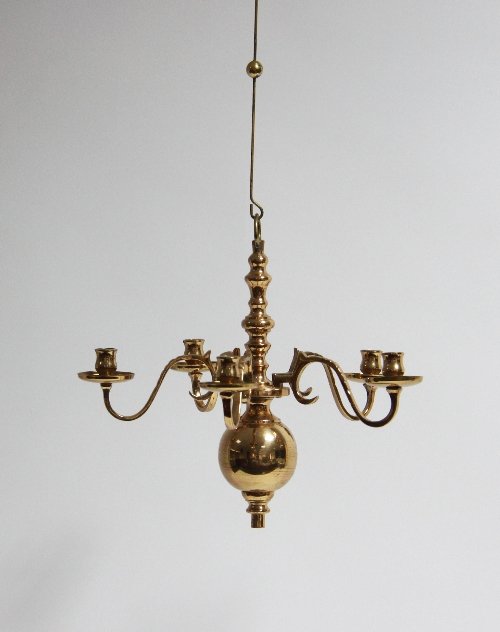 Appraisal: A Swedish four-branch miniature brass chandelier cm high