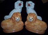 Appraisal: A pair of Staffordshire spaniels each with white coat and