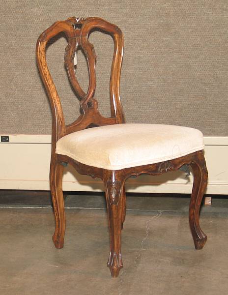 Appraisal: An Italian Rococo style walnut side chair mid th century