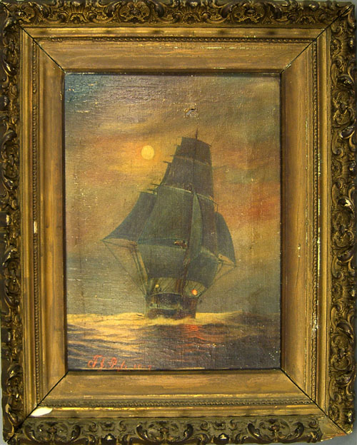 Appraisal: Two oil on canvas seascapes signed F J Pyle