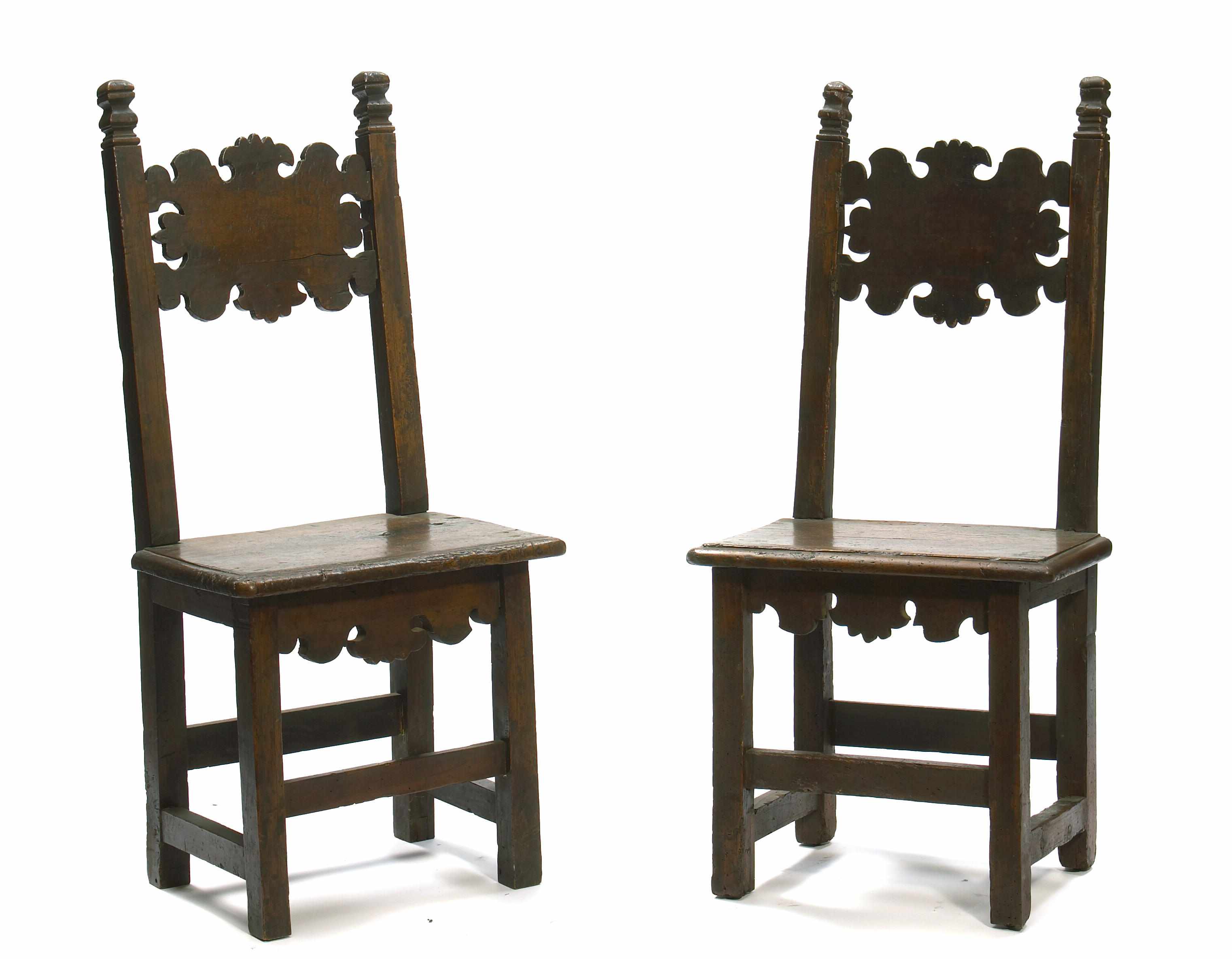 Appraisal: A pair of Continental Baroque style walnut side chairs height