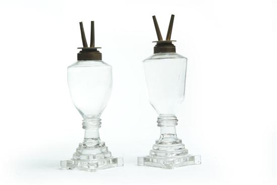 Appraisal: PAIR OF LAMPS American nd quarter- th century clear glass