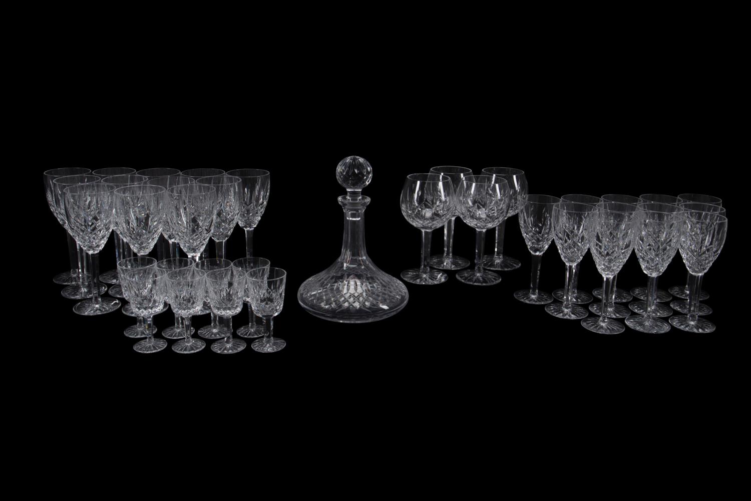 Appraisal: PCS WATERFORD CRYSTAL STEMWARE DECANTER piece set of Waterford Crystal