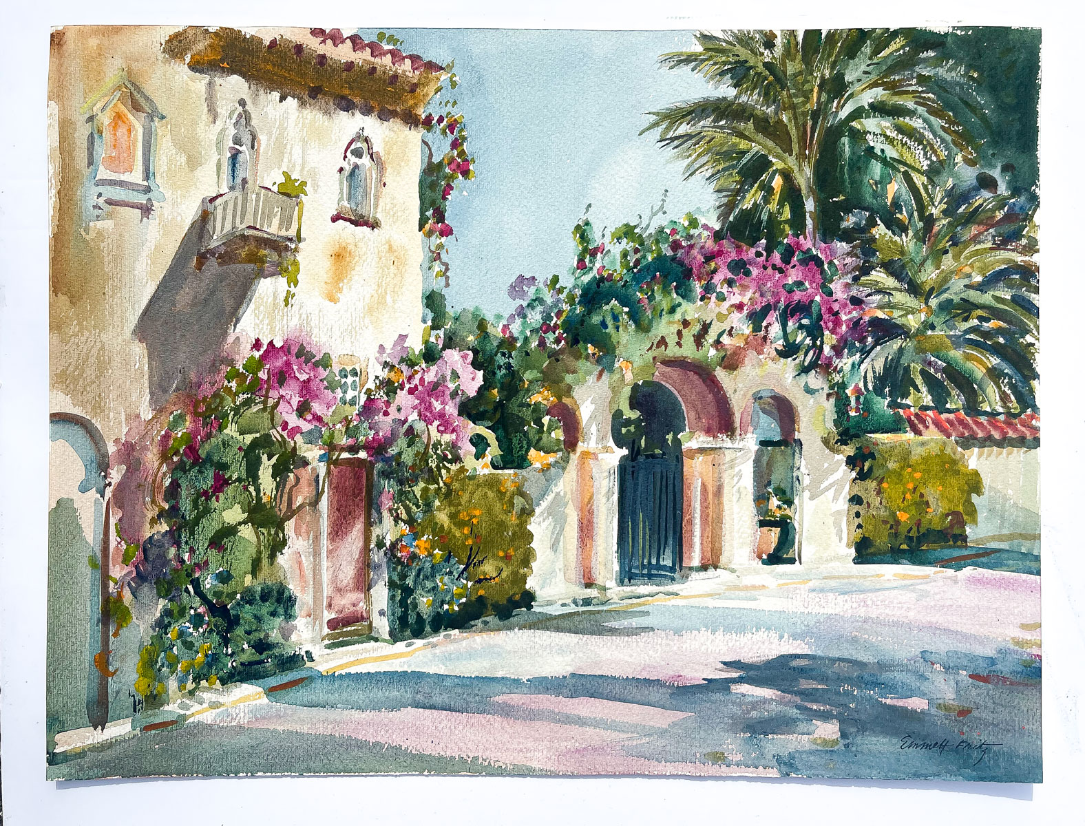 Appraisal: FRITZ Emmett John American - Palm Beach Fa ade Watercolor