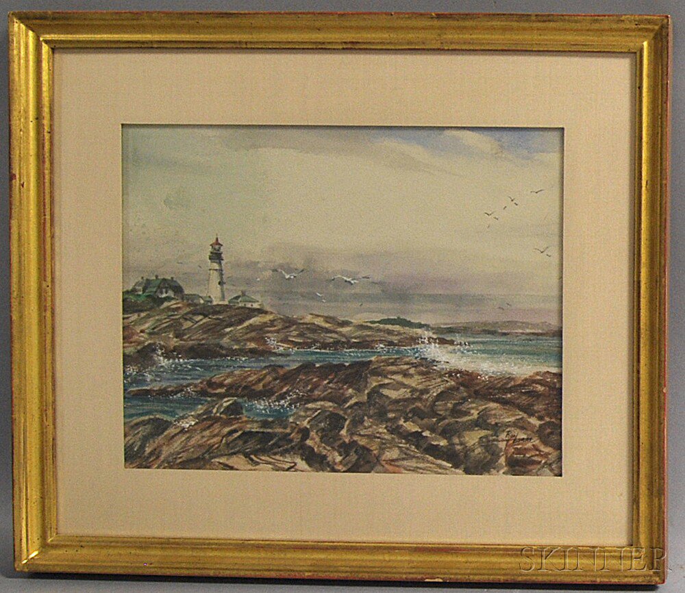 Appraisal: Ron Blake American th st Century Coastal Lighthouse Scene Signed