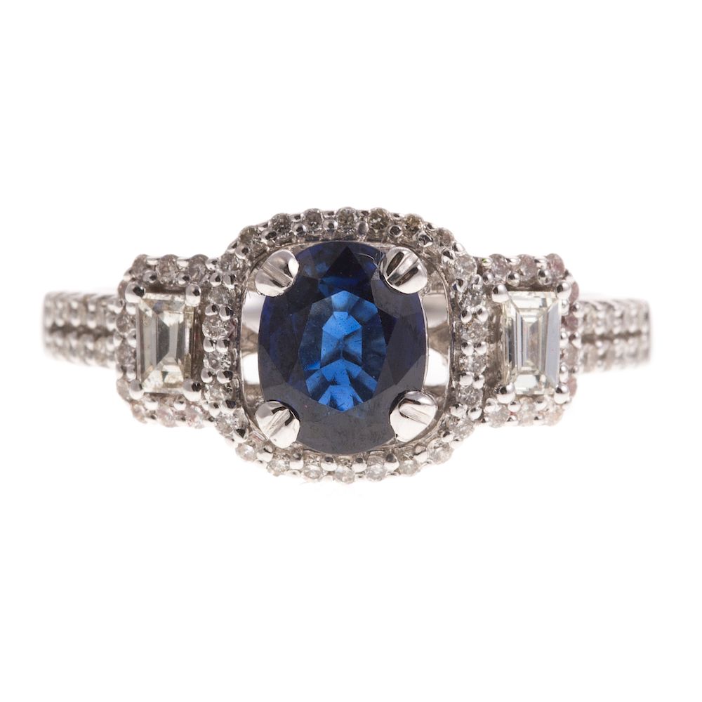 Appraisal: A Ladies Sapphire Diamond Ring in White Gold K white