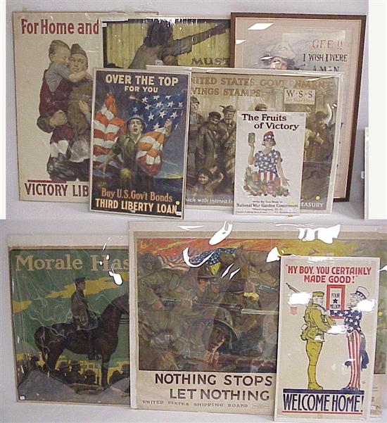 Appraisal: Nine posters eight original American WWI Posters Nothing Stops These