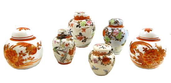 Appraisal: ASIAN th C covered ginger jars in graduating size white