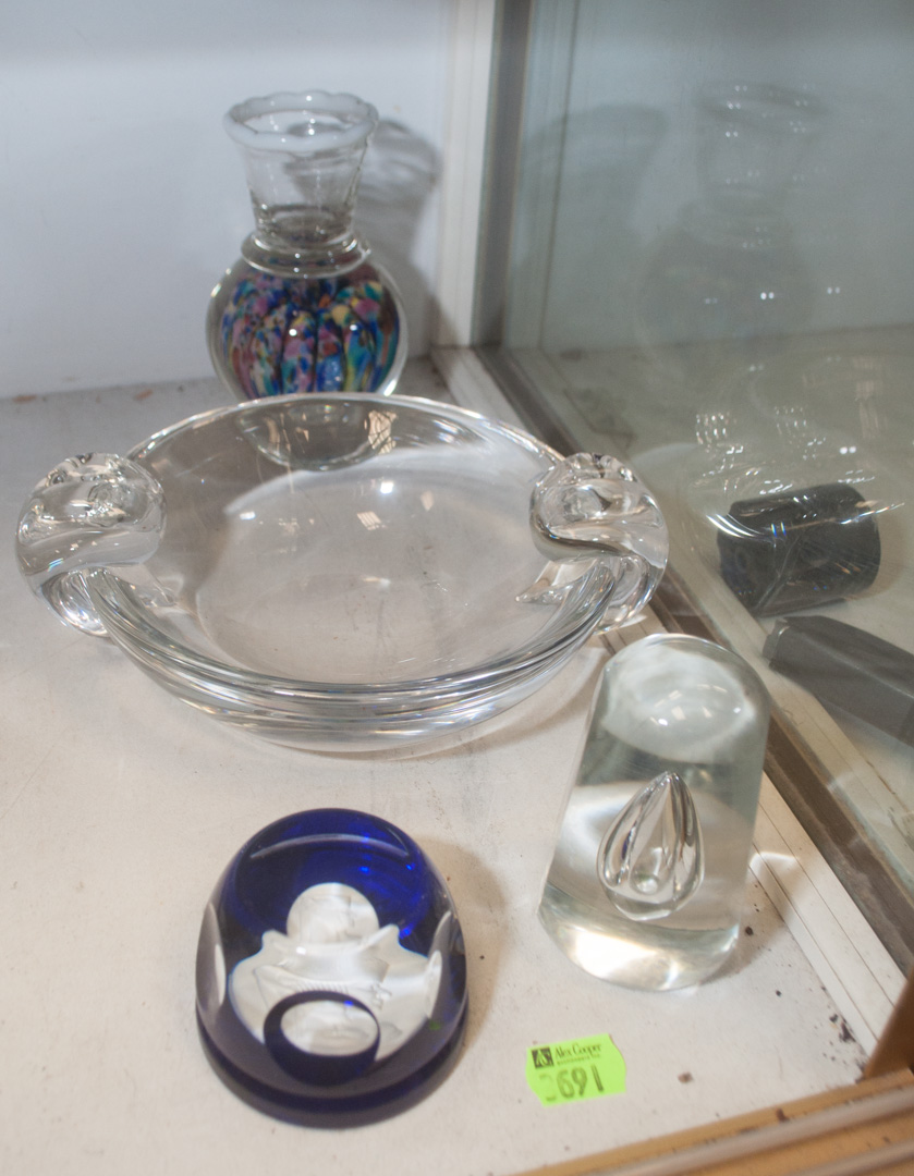 Appraisal: Assortment of glass items including three glass paperweights and a