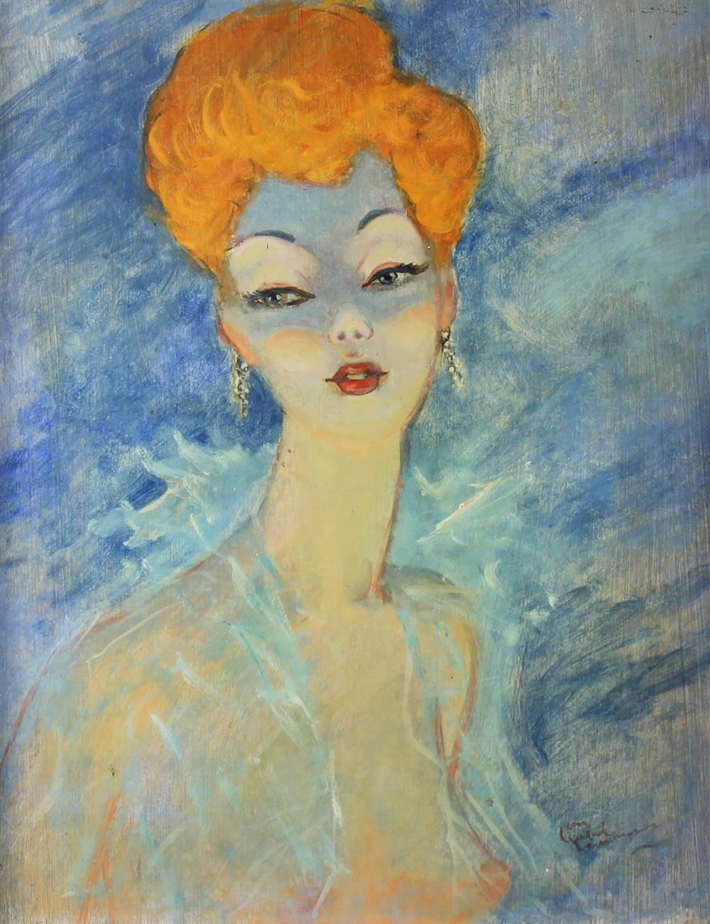 Appraisal: JEAN GABRIEL DOMERGUE FRENCH - TETE DE FEMME Oil on