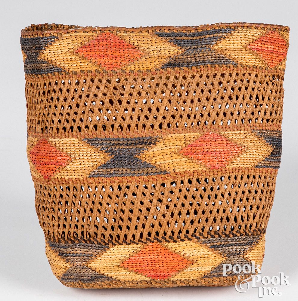 Appraisal: Northwest Coast Tlingit openwork basket Antique Tlingit Indian basket of