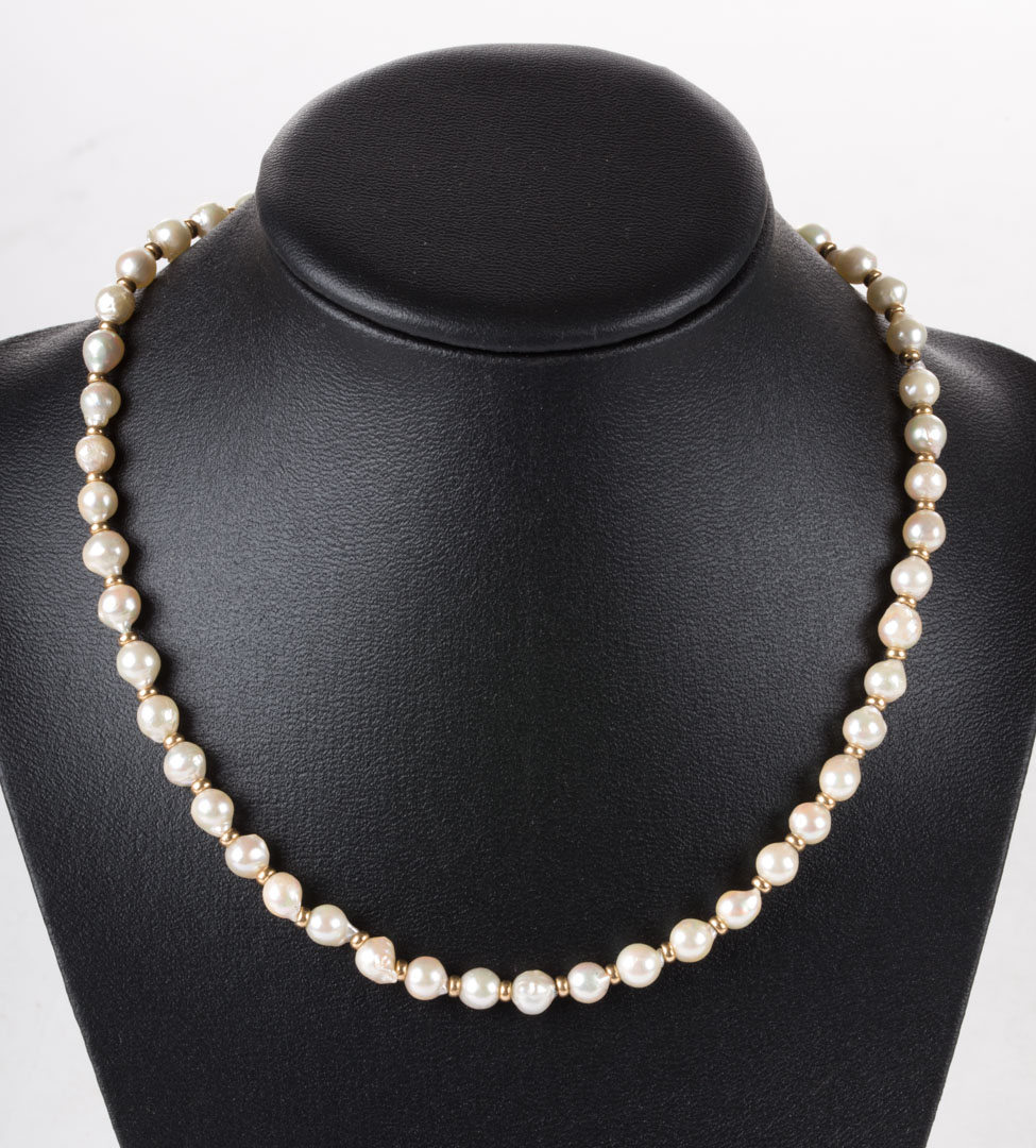 Appraisal: A K Gold and Baroque Pearl Choker in L