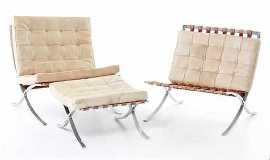 Appraisal: Pair Ludwig Meis van der Rohe Barcelona lounge chairs and