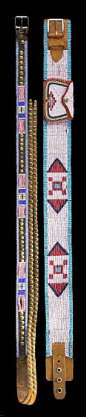 Appraisal: Two Plains Plateau beaded belts A Crow tacked example and