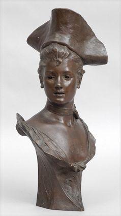 Appraisal: VAN DER STRAETON BUST OF AN TH C LADY Bronze