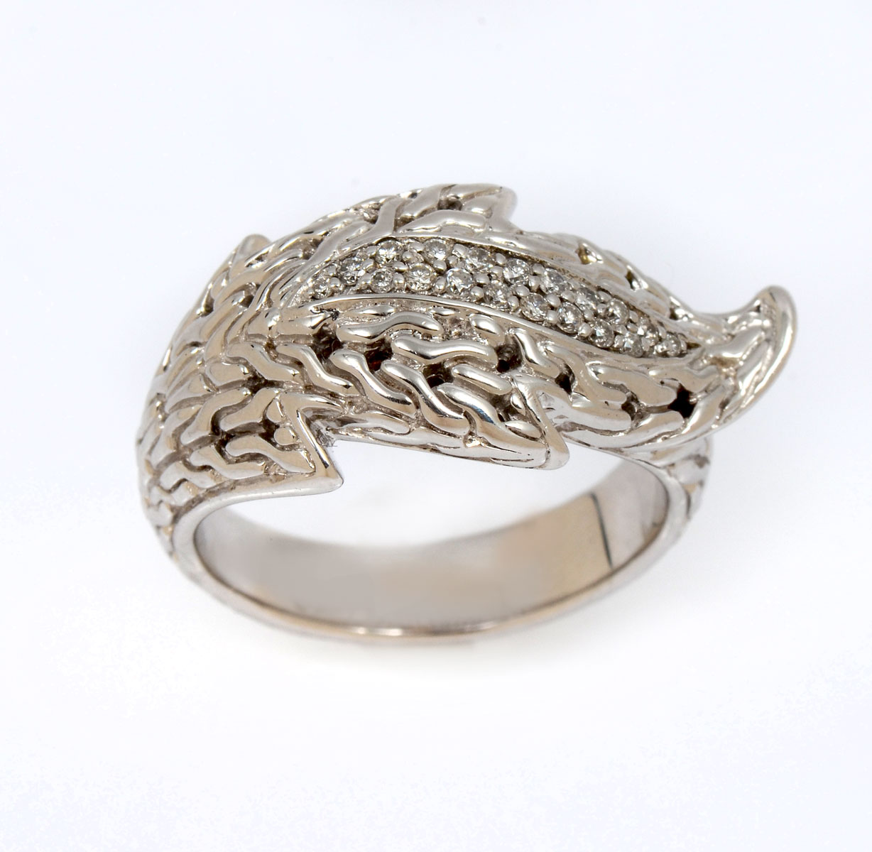 Appraisal: JOHN HARDY K STERLING AYU LEAF DESIGN RING Ayu leaf