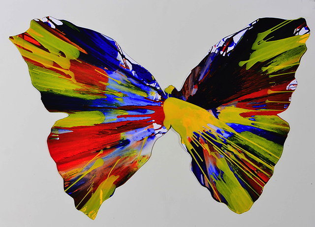 Appraisal: DAMIEN HIRST b Butterfly spin painting created at Damien Hirst