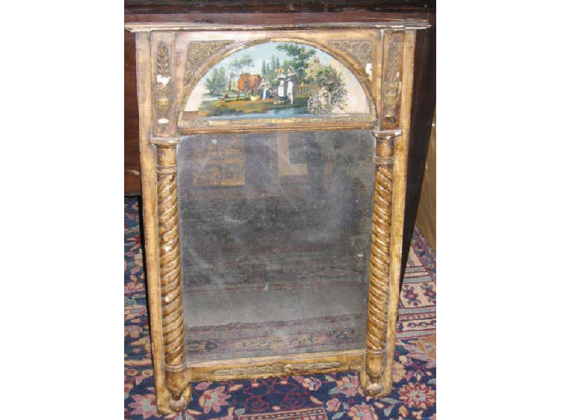 Appraisal: CONTINENTAL TH CENTURY WALL MIRROR The glazed arch paneled eglomise