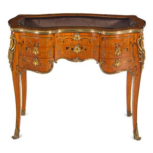 Appraisal: A Louis XV Style Gilt Bronze Mounted Penwork and Marquetry