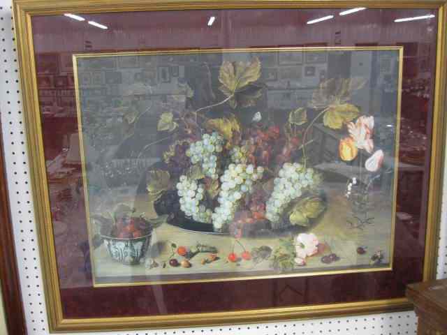 Appraisal: Print Still Life with Fruit Butterfly image area '' x