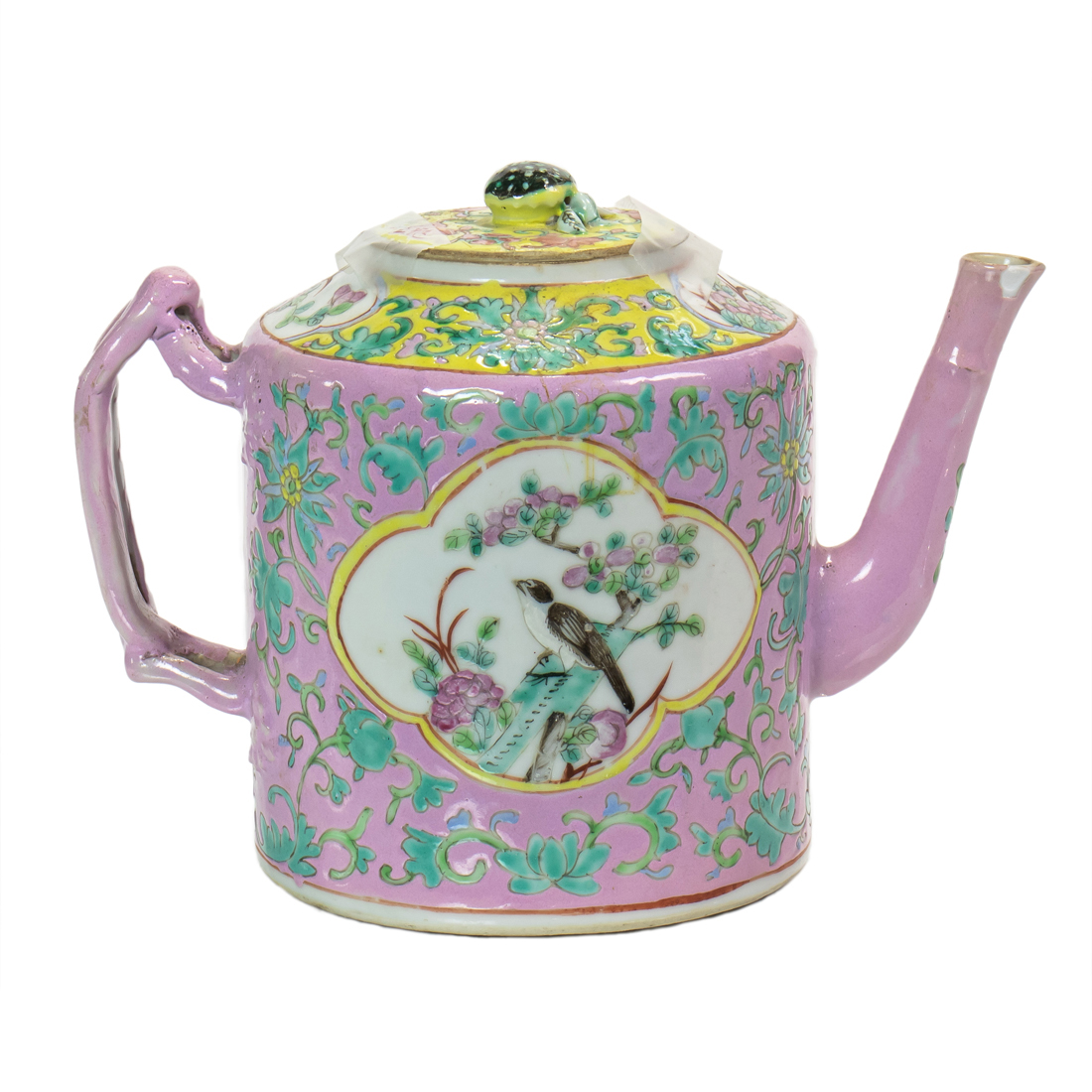 Appraisal: Chinese famille rose pink ground teapot w