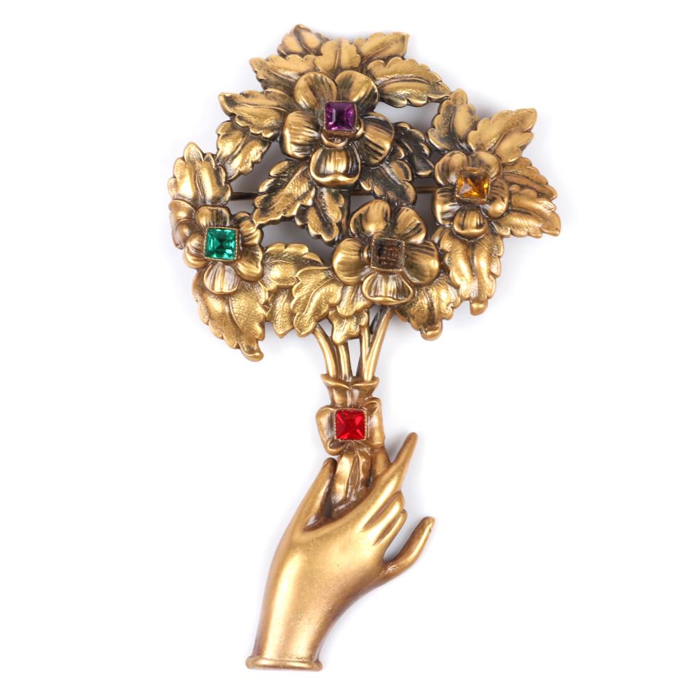 Appraisal: JOSEFF OF HOLLYWOOD LARGE H FIGURAL HAND BROOCH PIN HOLDING