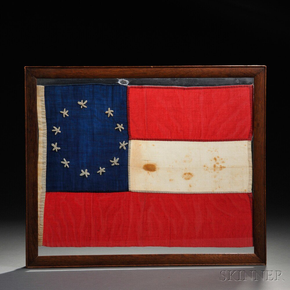 Appraisal: Small Eleven-star First National Confederate Flag c hand-sewn red white